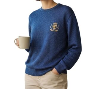 Pierre Cardin Vintage Royal Blue Preppy Metallic Sweater with Shoulder Pads, S